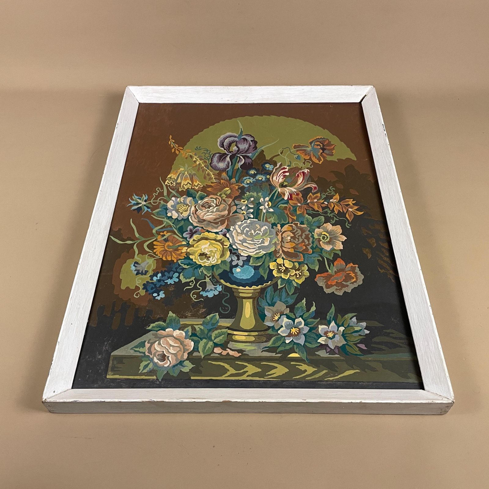125.0 Vintage Framed Floral Oil Painting Pink Flowers Still Life Wood Frame Wall Hanging Painted Art Original Rectangle Portrait K. Casebourne photo