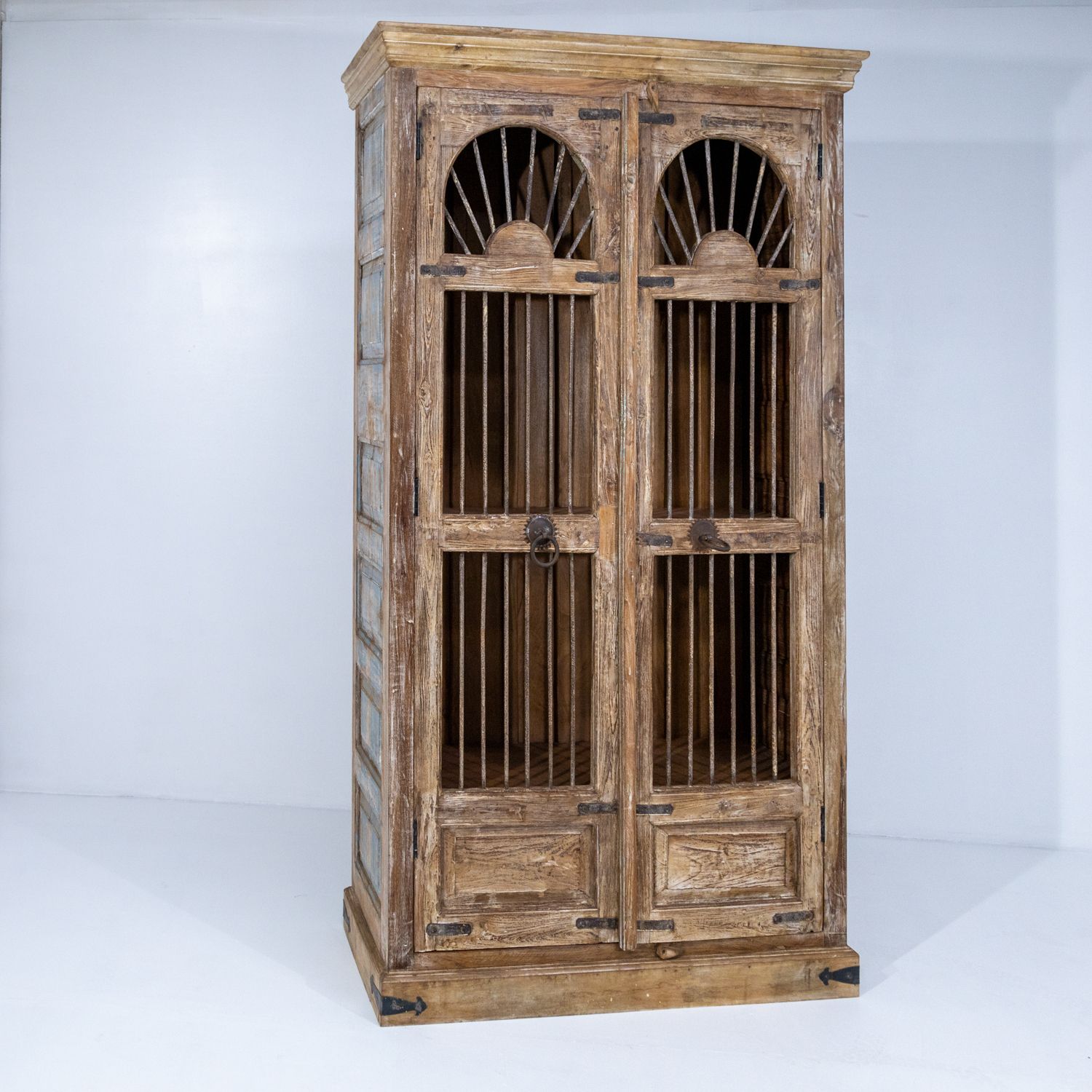 Wooden Indian Almirah With Iron Bar Doors Ra 29 photo furniture