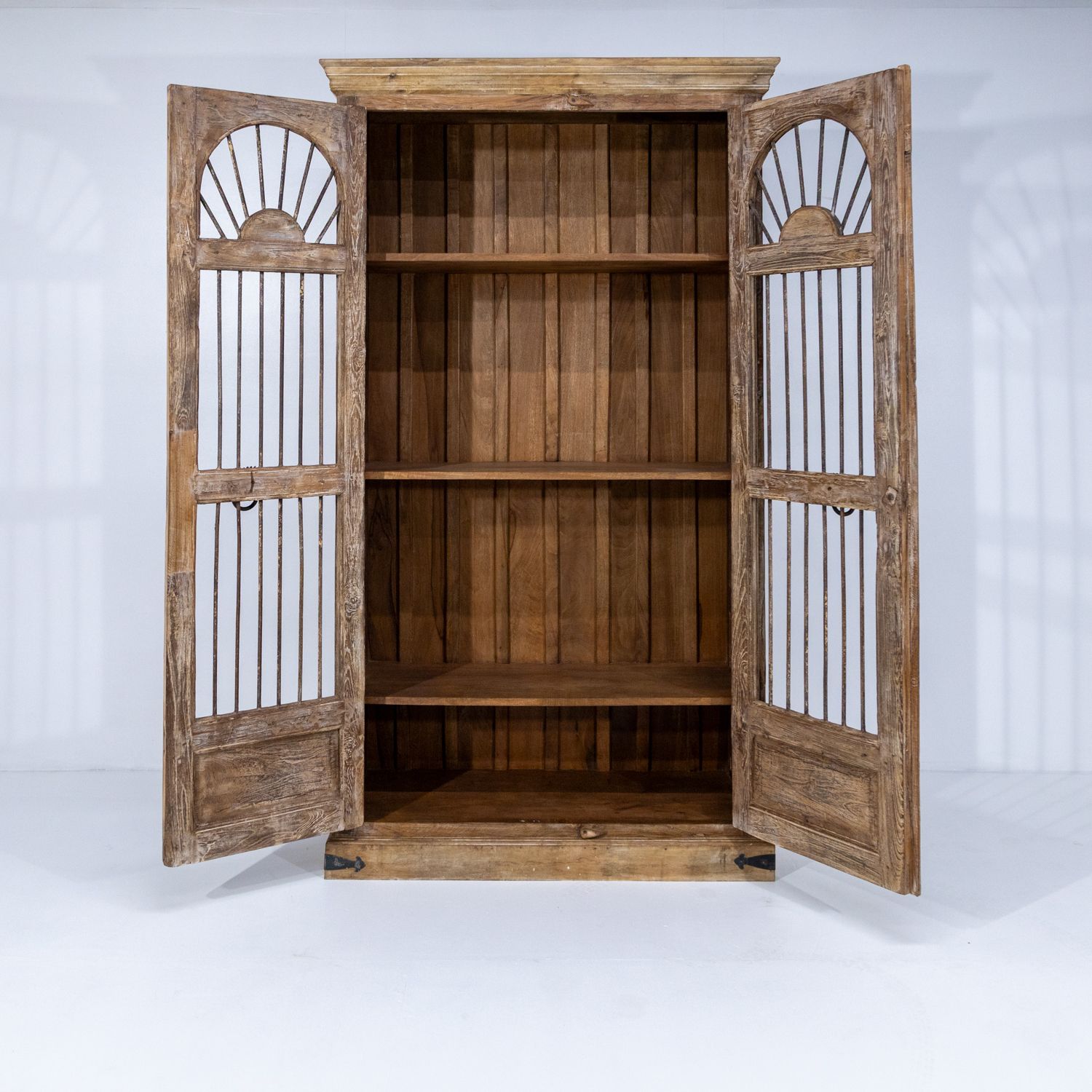 Wooden Indian Almirah With Iron Bar Doors Ra 29 photo vinterior