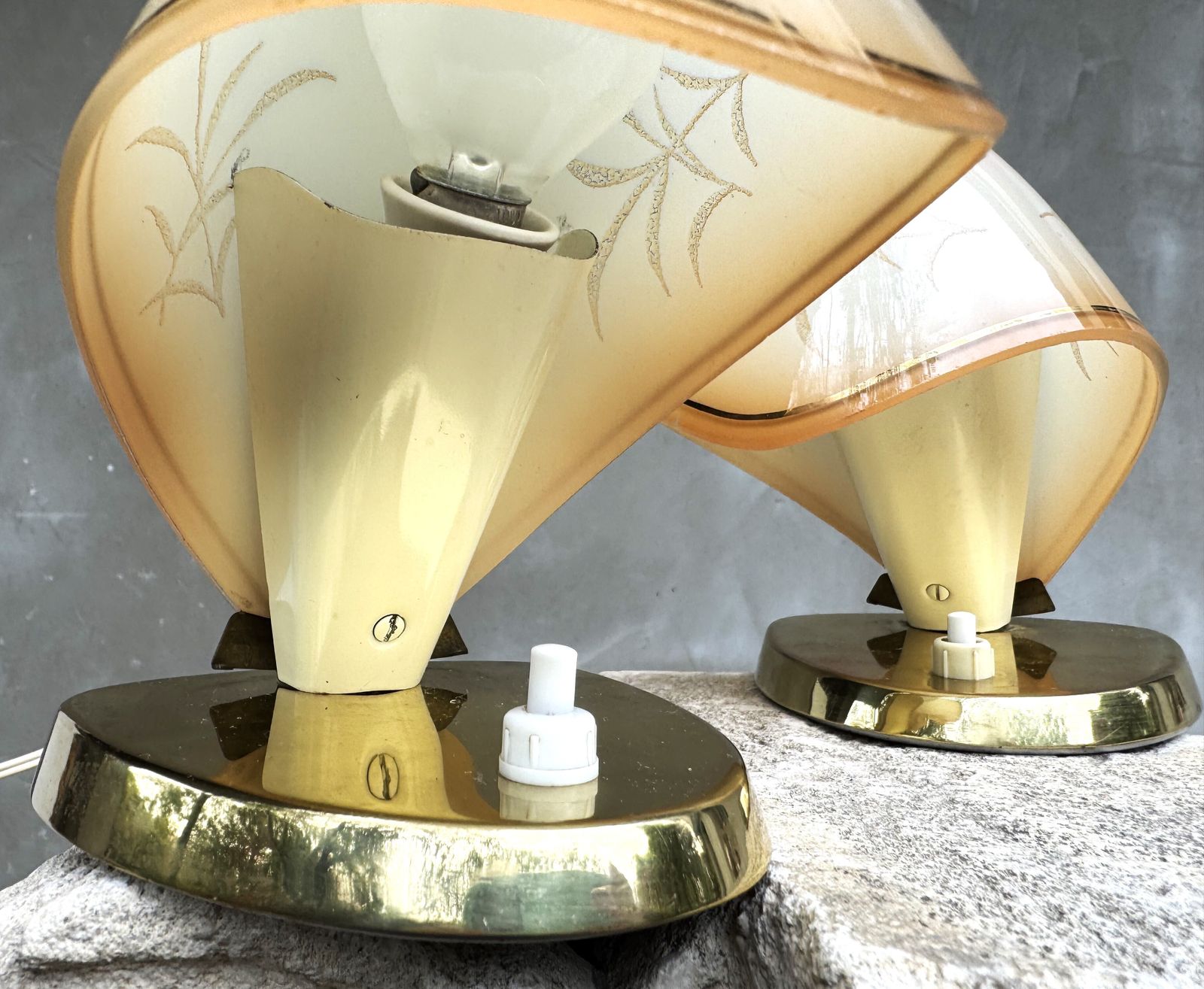 Pair Of Mid Century Table Lamps By Rupert Nikoll, Austria 1950s – Brass & Glass Lighting Design photo 560.0
