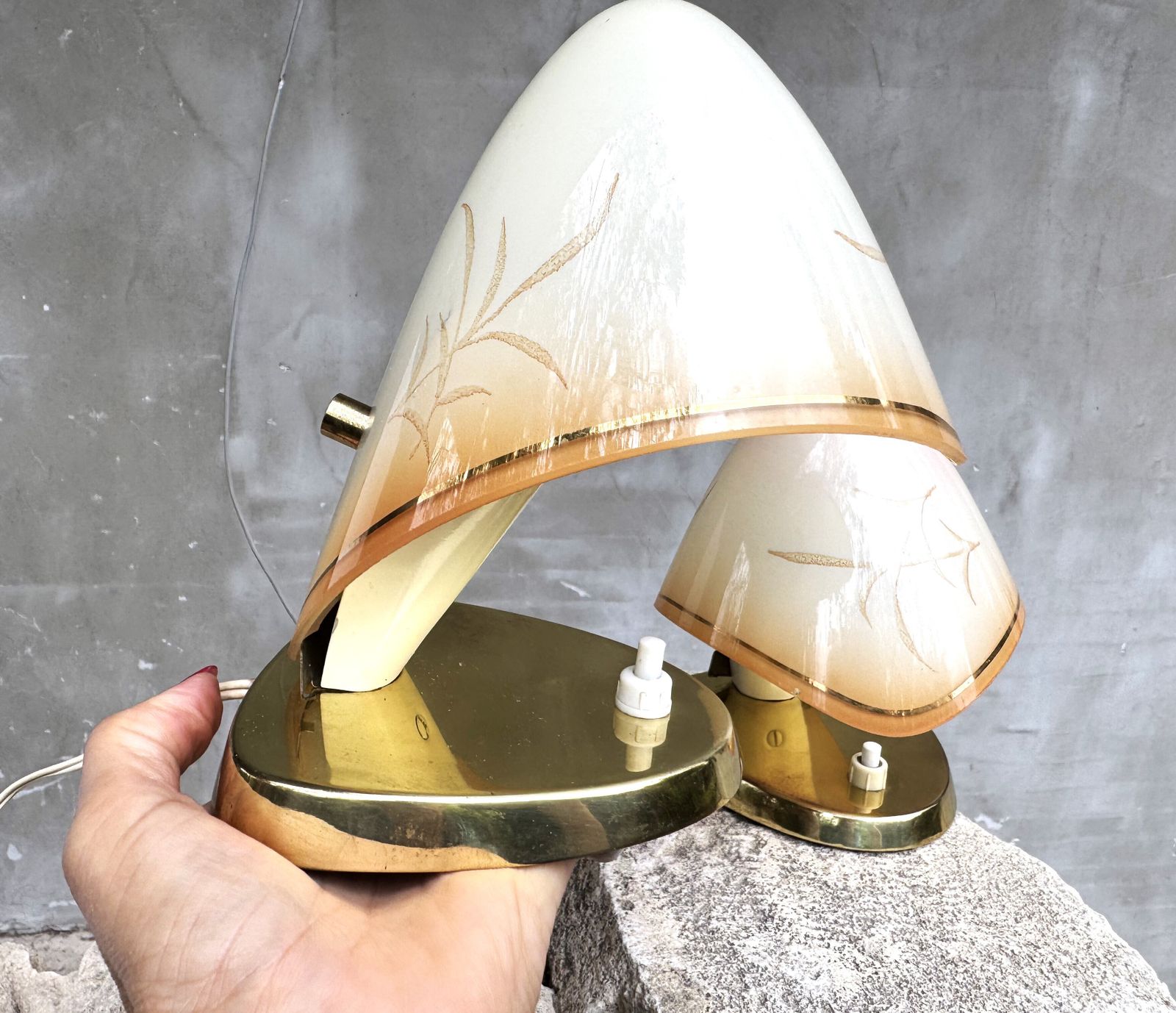 Lighting Pair Of Mid Century Table Lamps By Rupert Nikoll, Austria 1950s – Brass & Glass Lighting Design photo