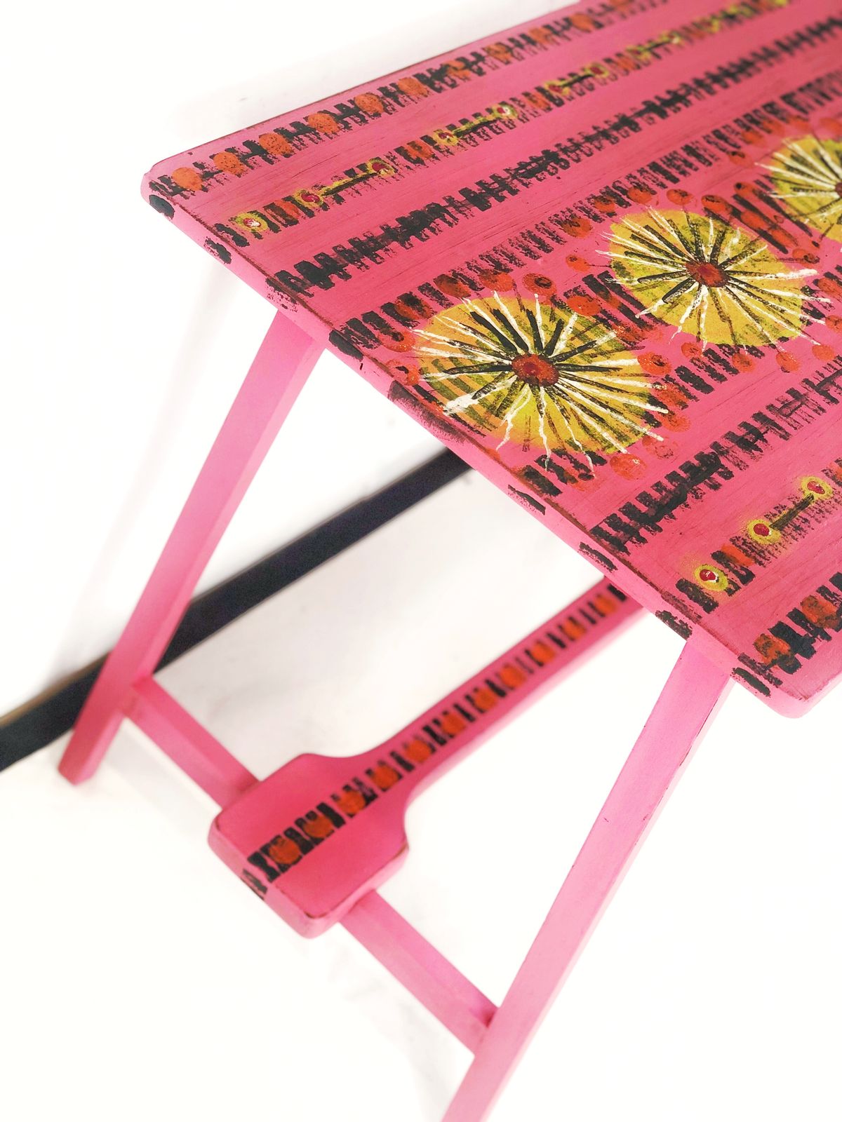 Mid Century Folding Table Hand Painted In Pink photo Furniture