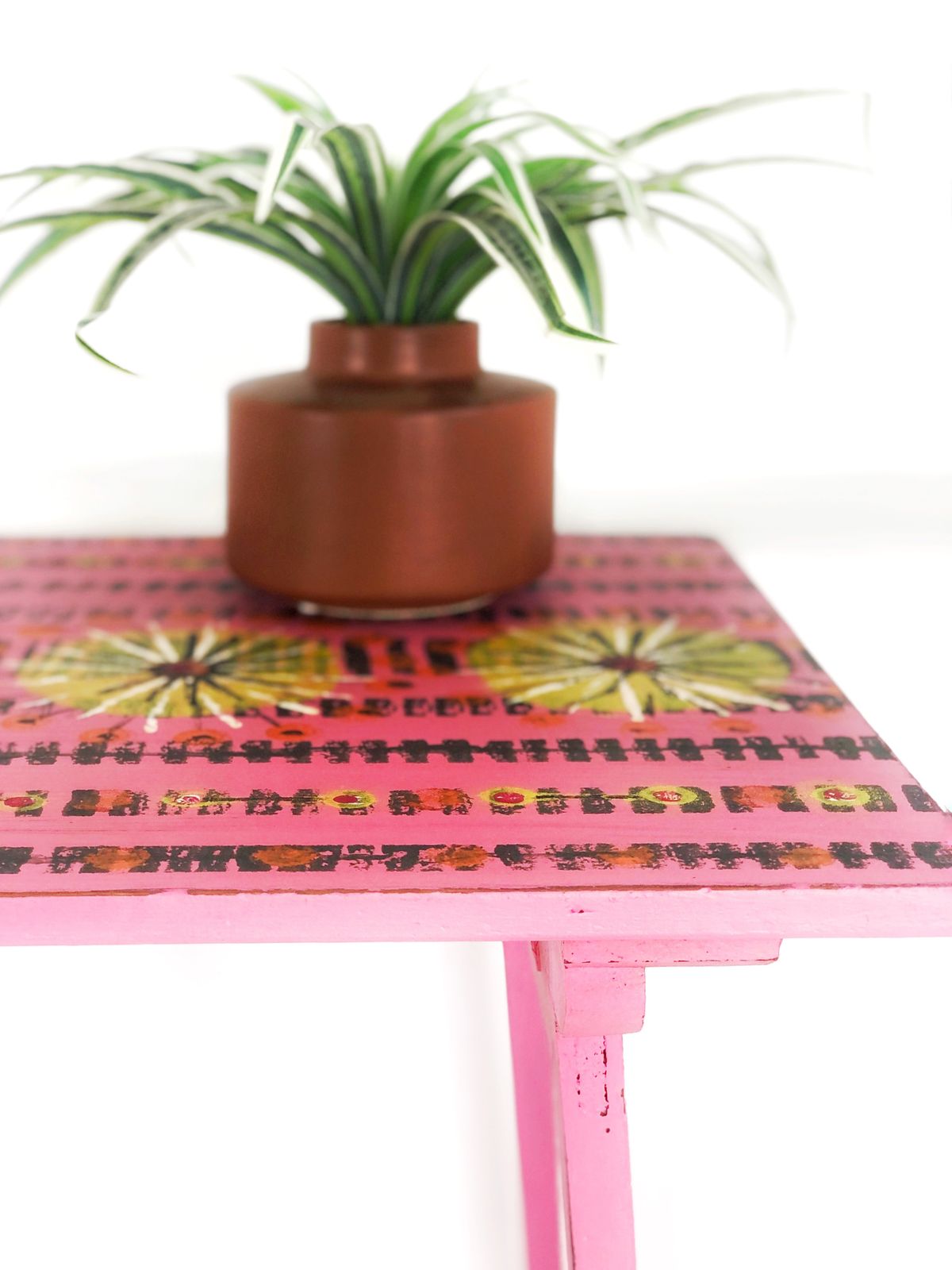 Mid Century Folding Table Hand Painted In Pink photo 50.0