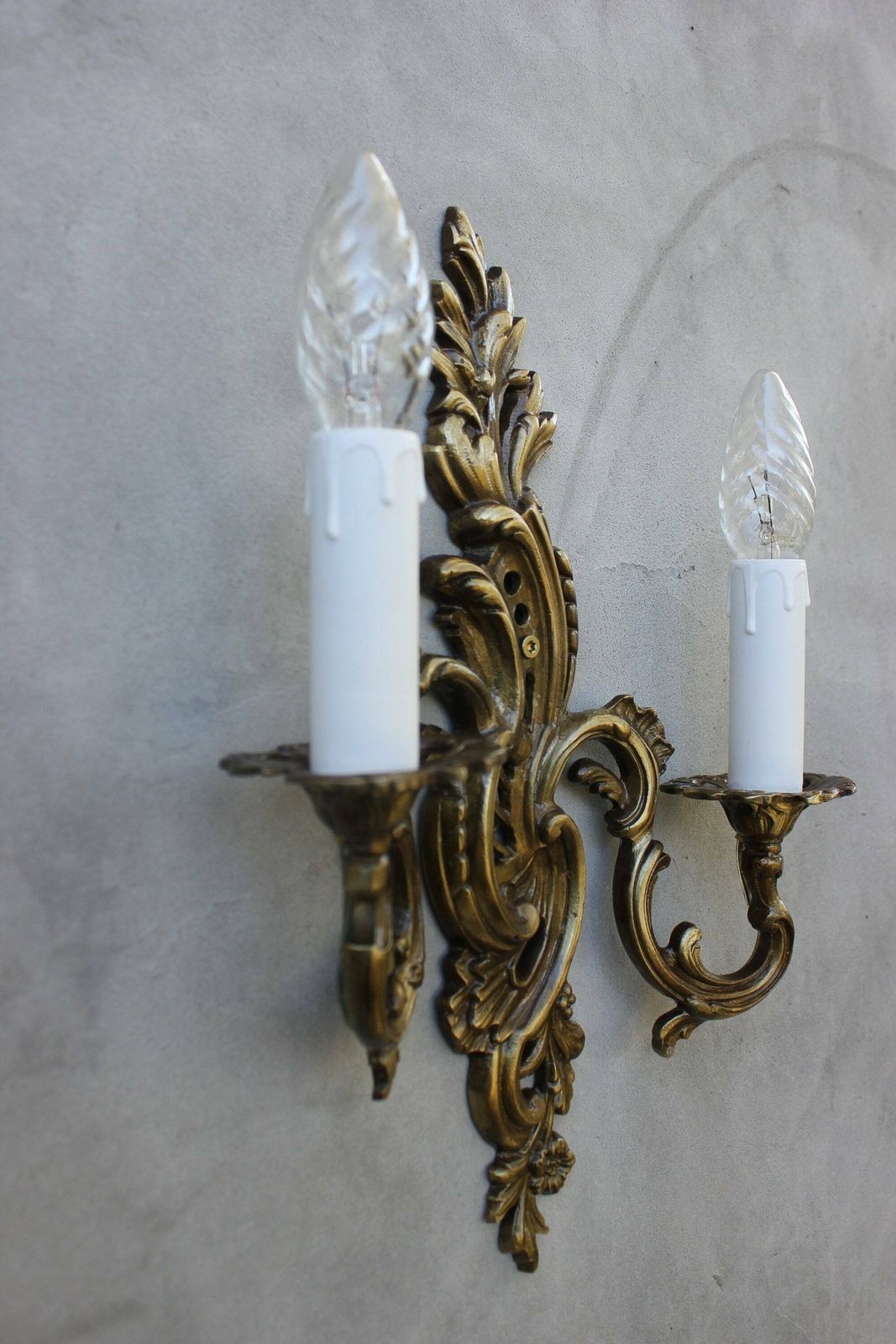 Lovely French Wall Sconces A Pair Lamps, Set Of Two Brass Side Lamps photo 292.0
