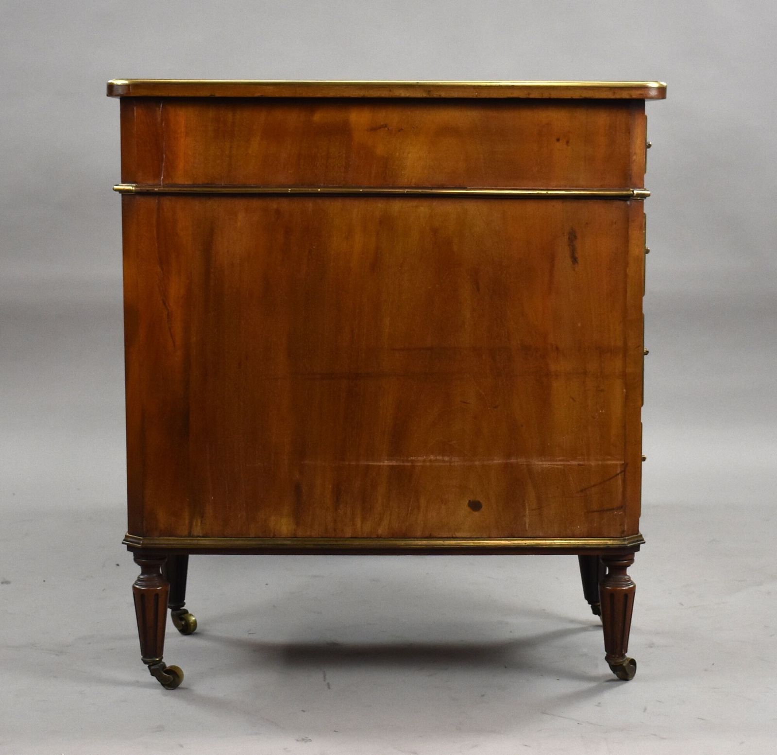19th Century French Brass Inlaid Mahogany Writing Table photo for sale