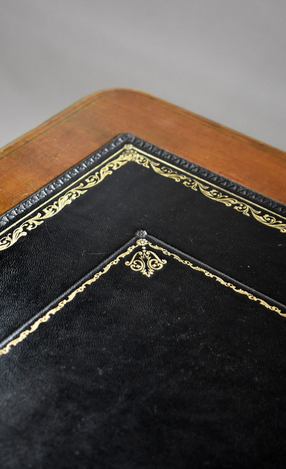 photo for sale 19th Century French Brass Inlaid Mahogany Writing Table