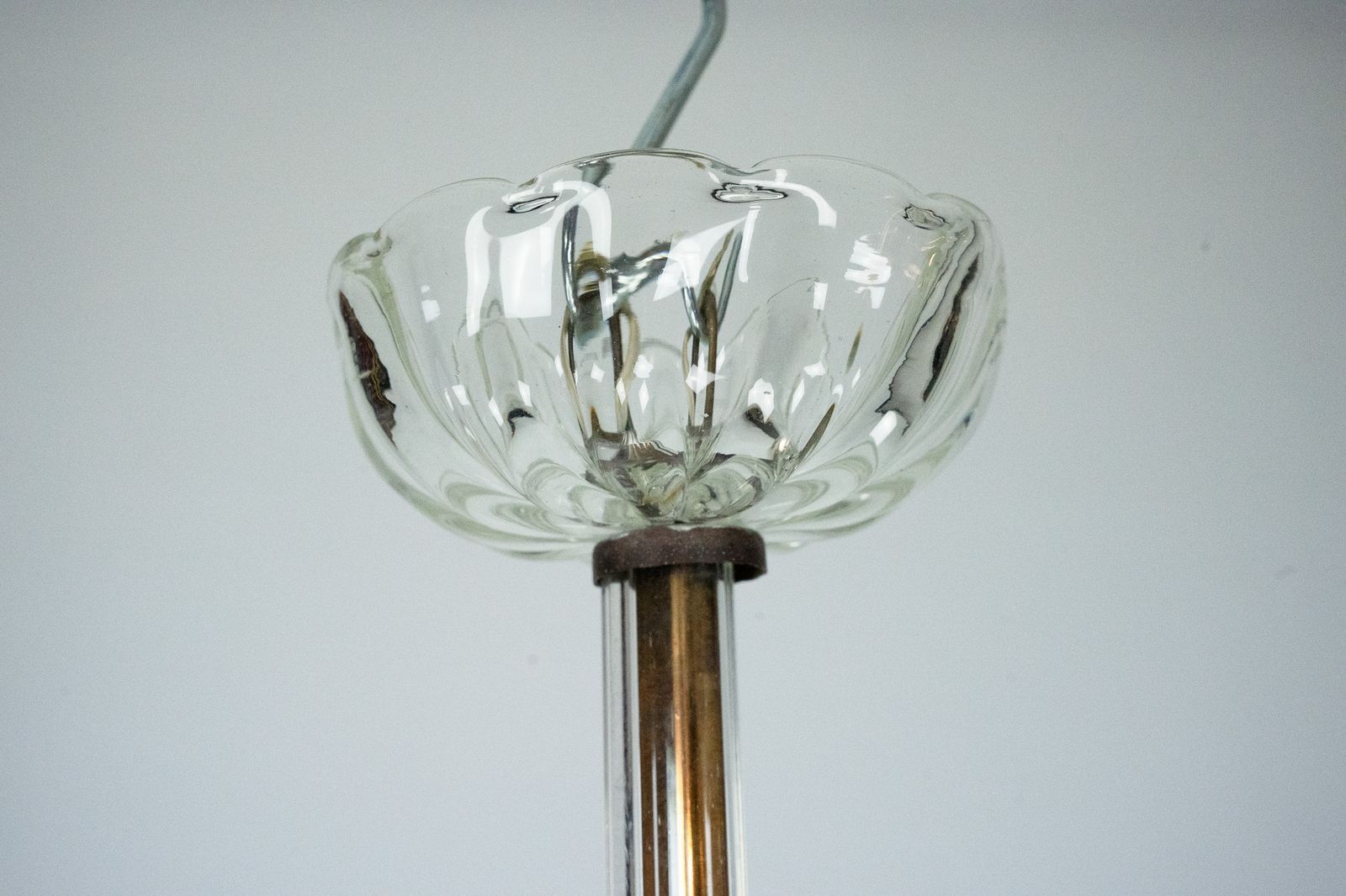 Art Deco Clear Murano Glass Chandelier. Italy 1940s photo furniture
