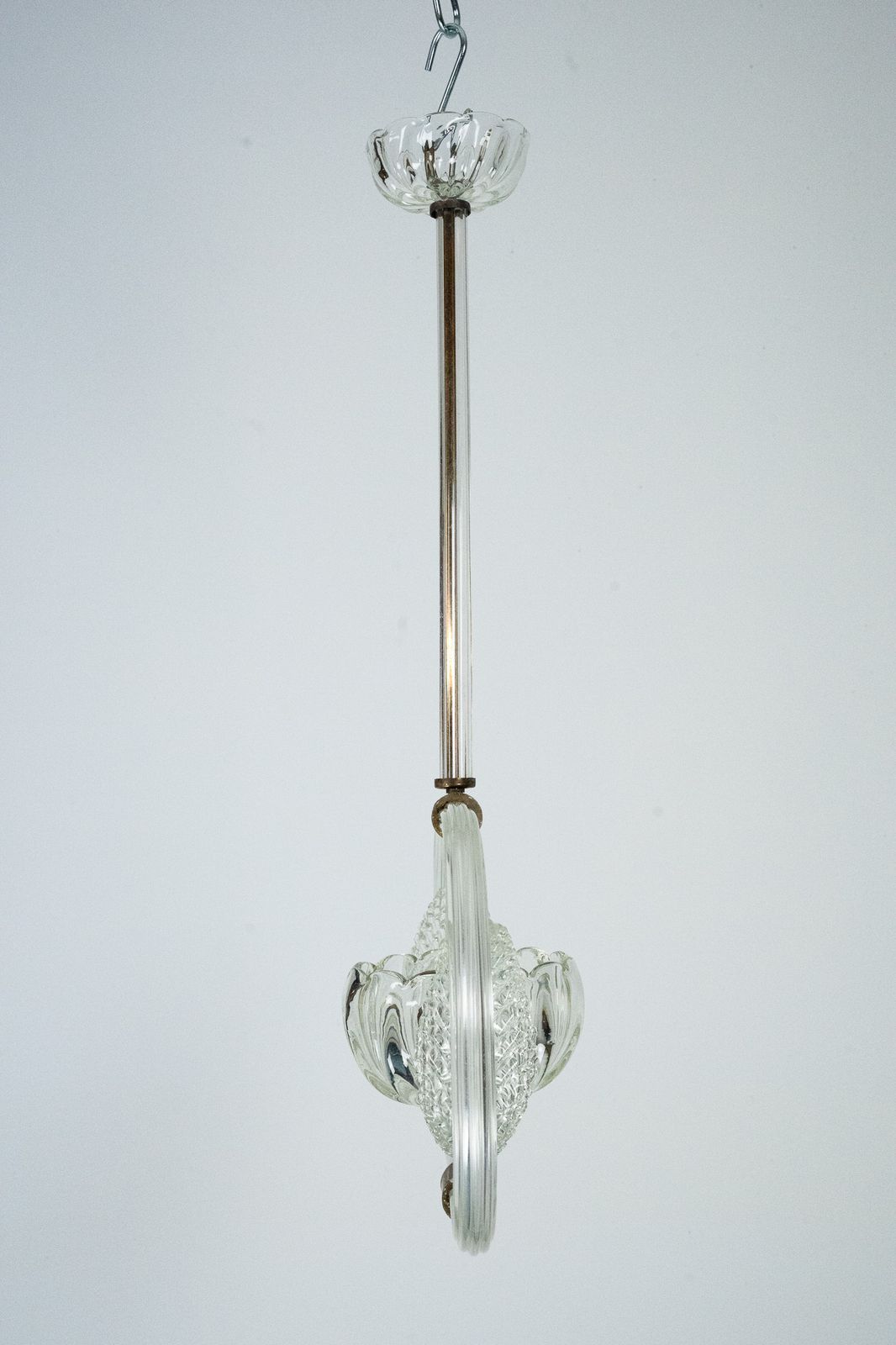 Art Deco Clear Murano Glass Chandelier. Italy 1940s photo Lighting
