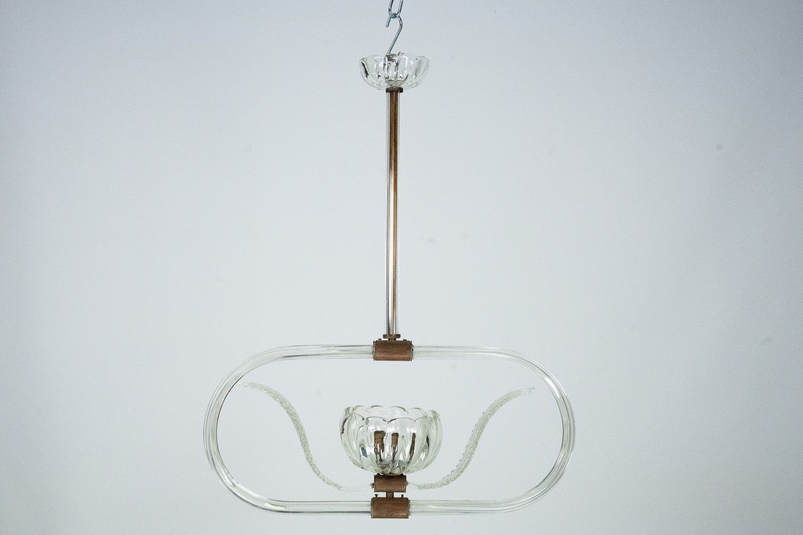 Art Deco Clear Murano Glass Chandelier. Italy 1940s photo 1235.0
