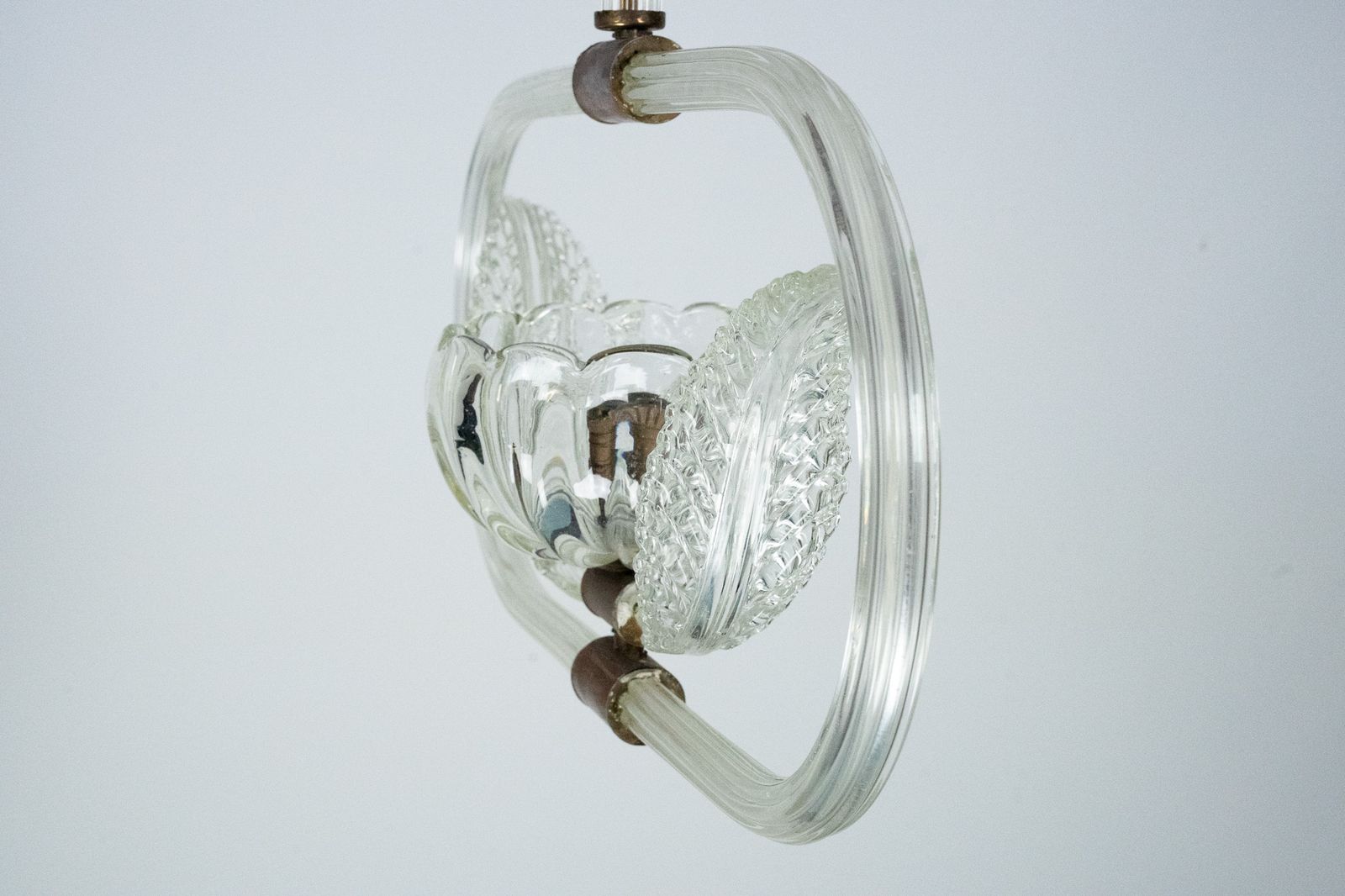 Art Deco Clear Murano Glass Chandelier. Italy 1940s photo vintage