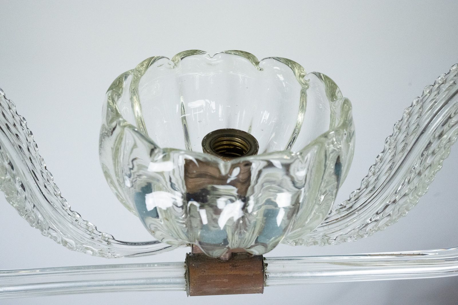 photo furniture Art Deco Clear Murano Glass Chandelier. Italy 1940s