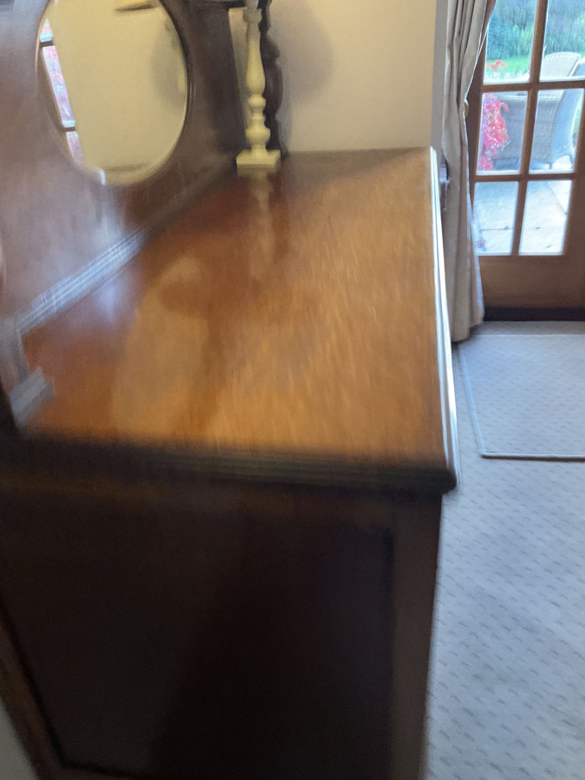 Early 1900 Sideboard In Oak With Ornate Oval Mirrored Upstand, 2 Doors 2 Drawers photo for sale
