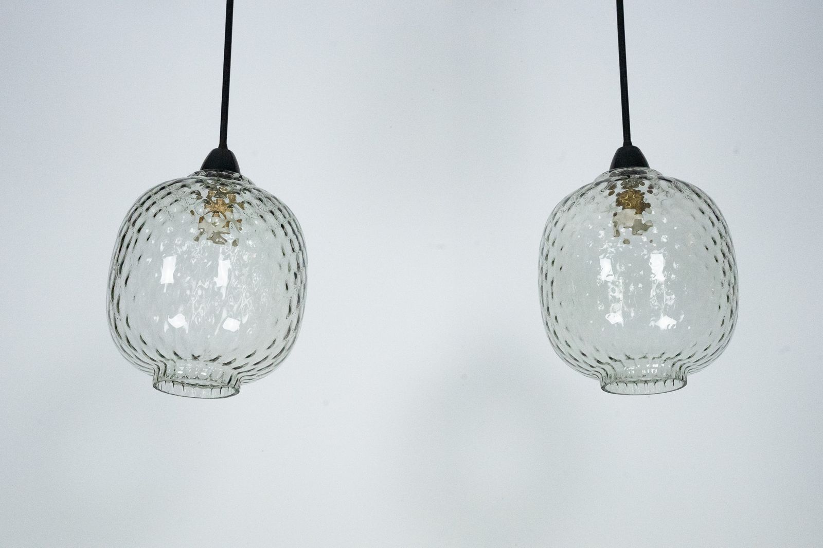 1950.0 Pair Of Mid Century Pendant Lamps In Smoked Murano Glass, Italy, 1950s photo