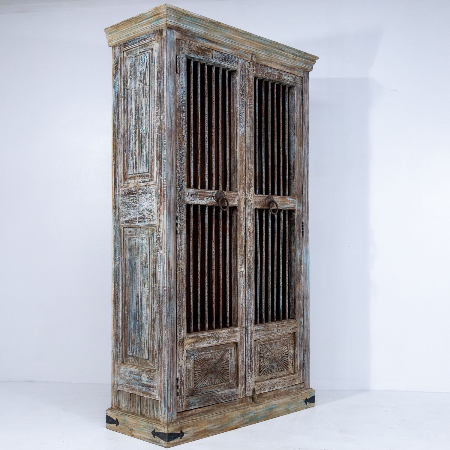 photo for sale Wooden Indian Almirah With Iron Bars Ra 30