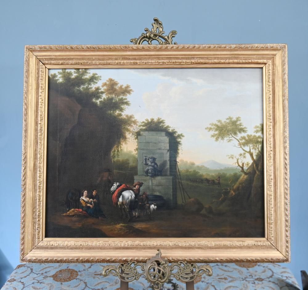 Grand Tour Italianate Oil Painting Landscape After Jan Miel 1780 photo furniture