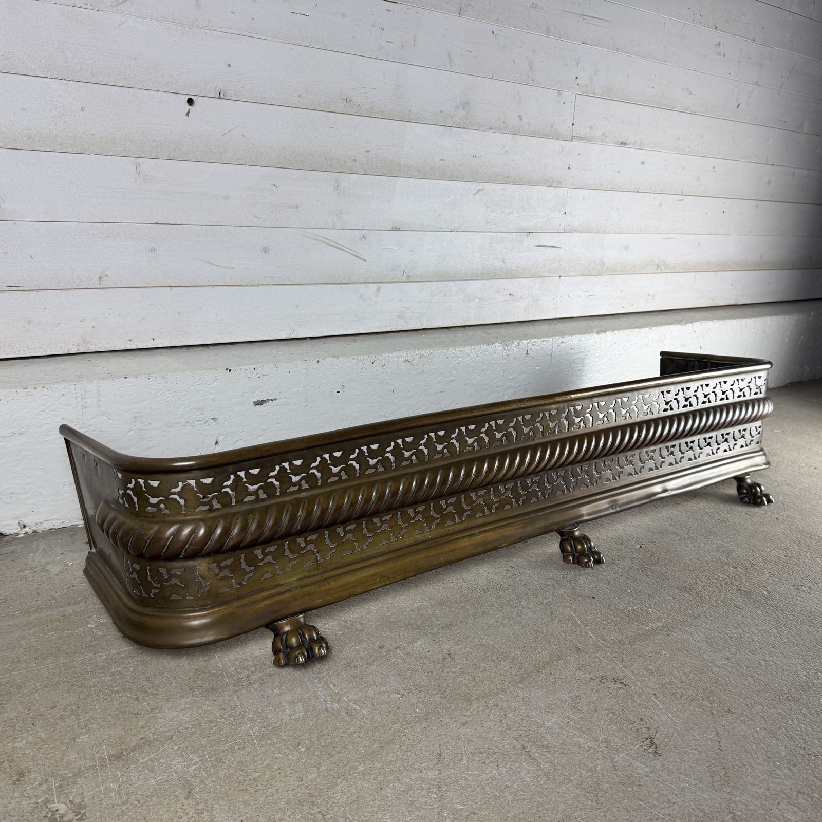Antique Brass Fender With Lion Paw Feet