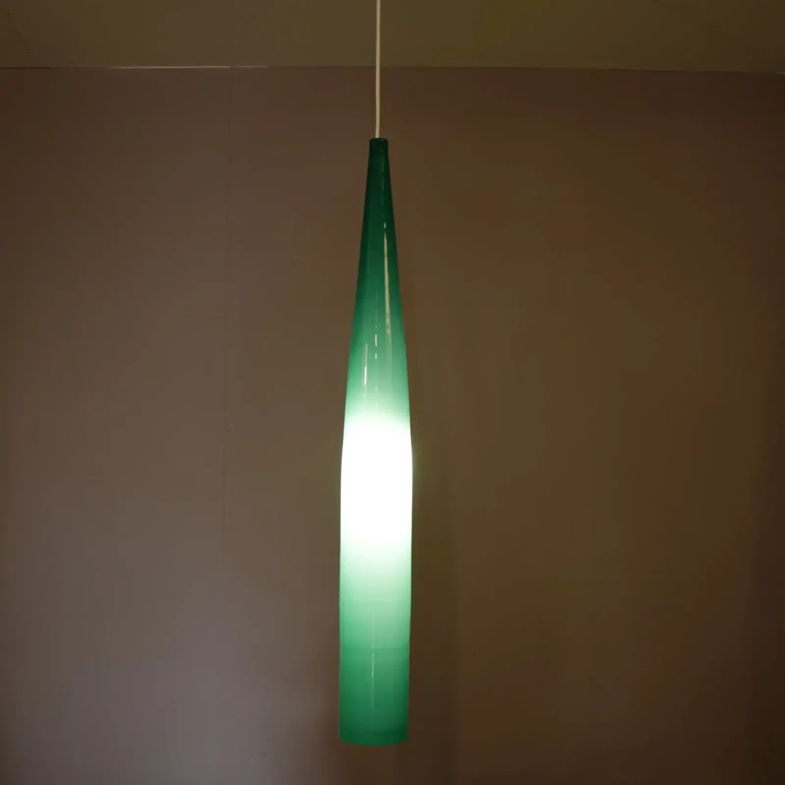 Alessandro Pianon Hanging Lamp In Teal Glass For Vistosi, Italy 1960 photo furniture