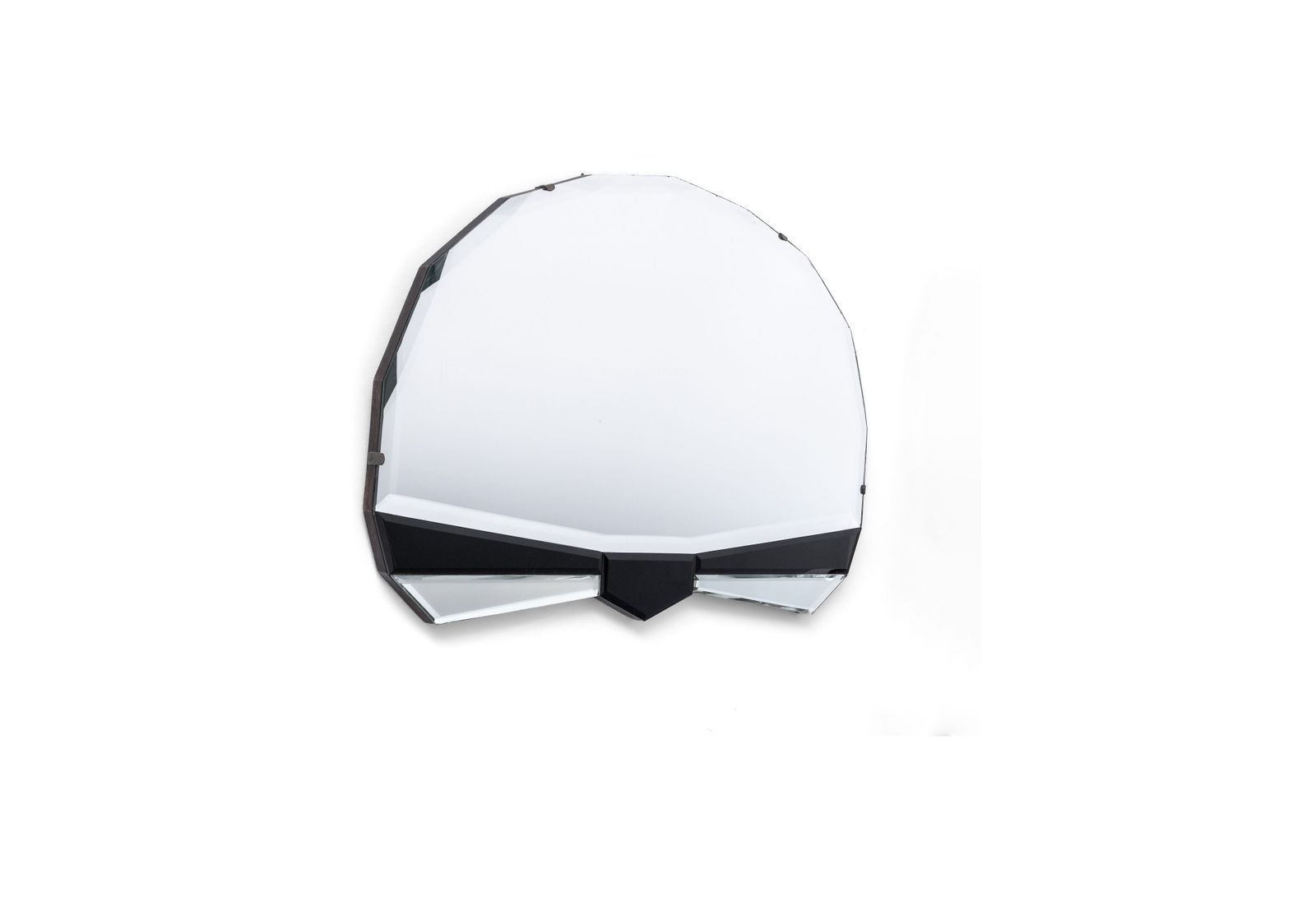 845.0 Original English Art Deco Fan Shaped Wall Mirror Black Glass 1930 photo