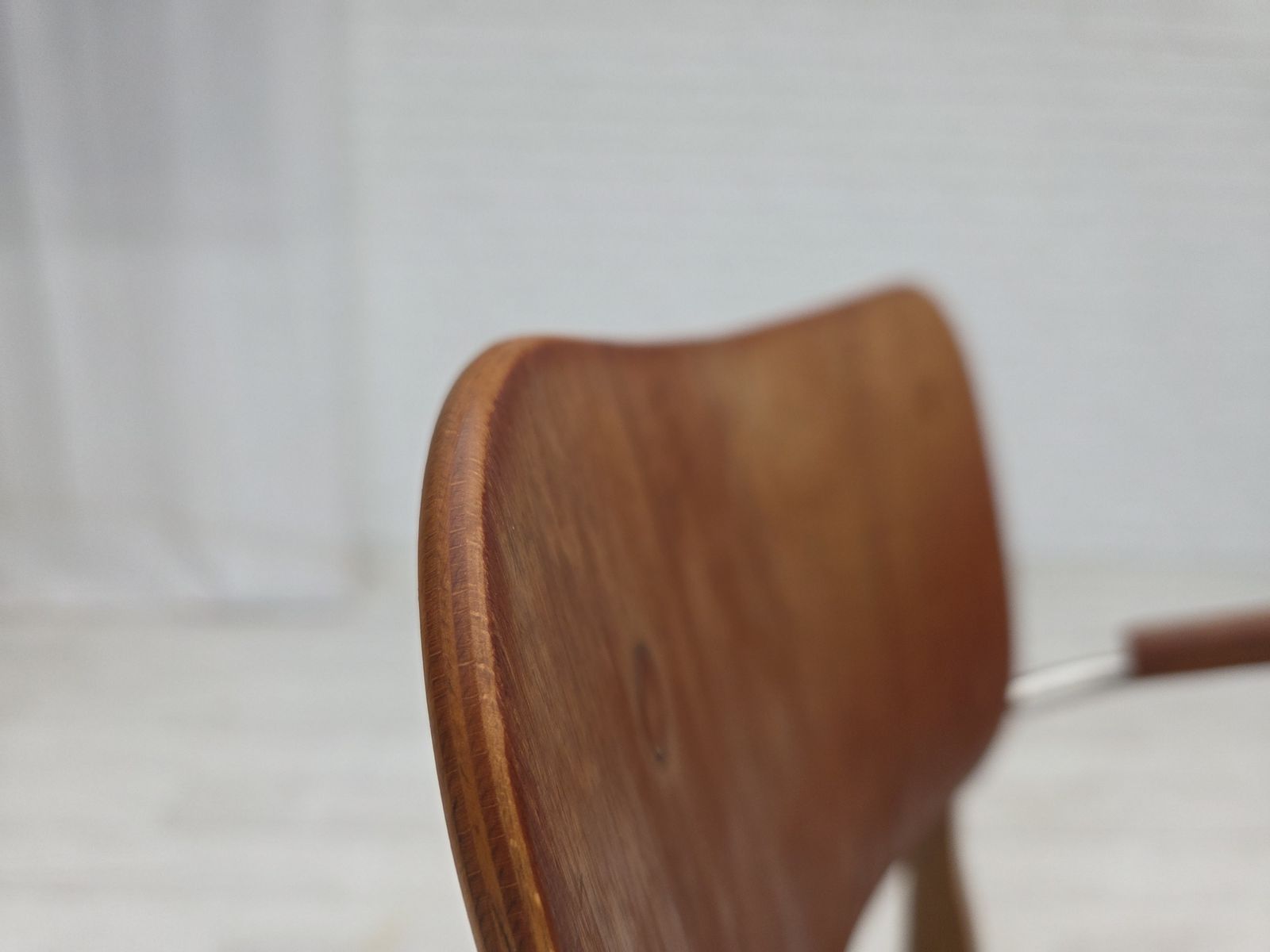 1960s, Danish Armchair, Furniture Velour, Teak Wood Armrests, Chrome Steel. photo vintage