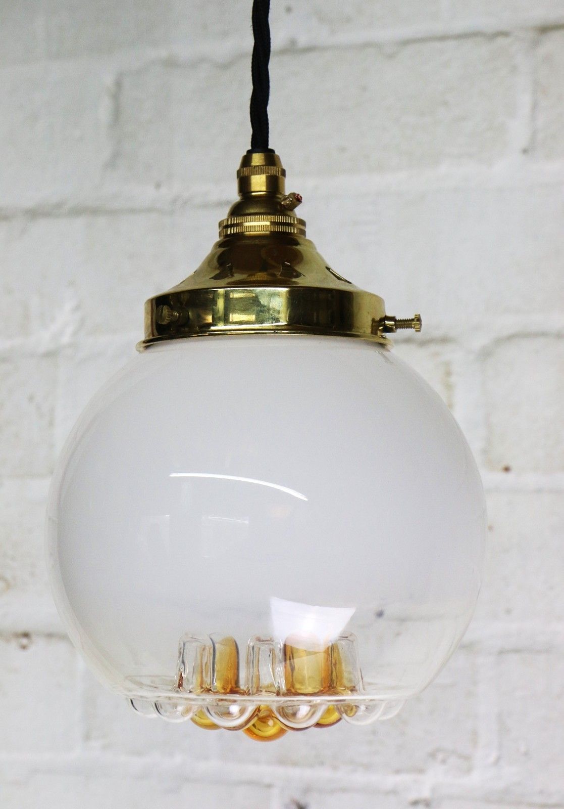 Ceiling Light A Vintage Italian Mazzega Glass Round Pendant 1970's photo for sale