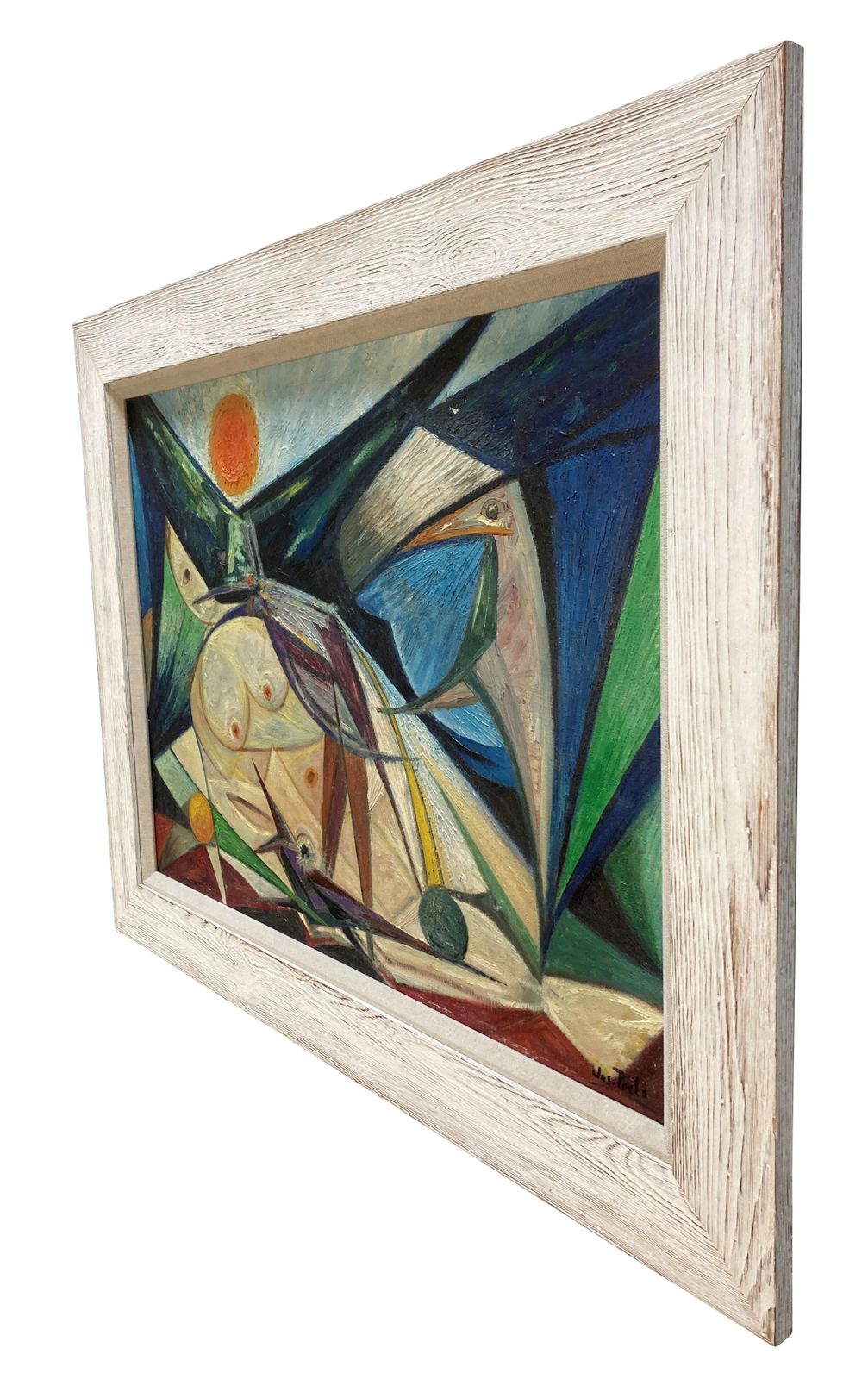 A Framed Mid Century Abstract Female Nude Oil On Canvas