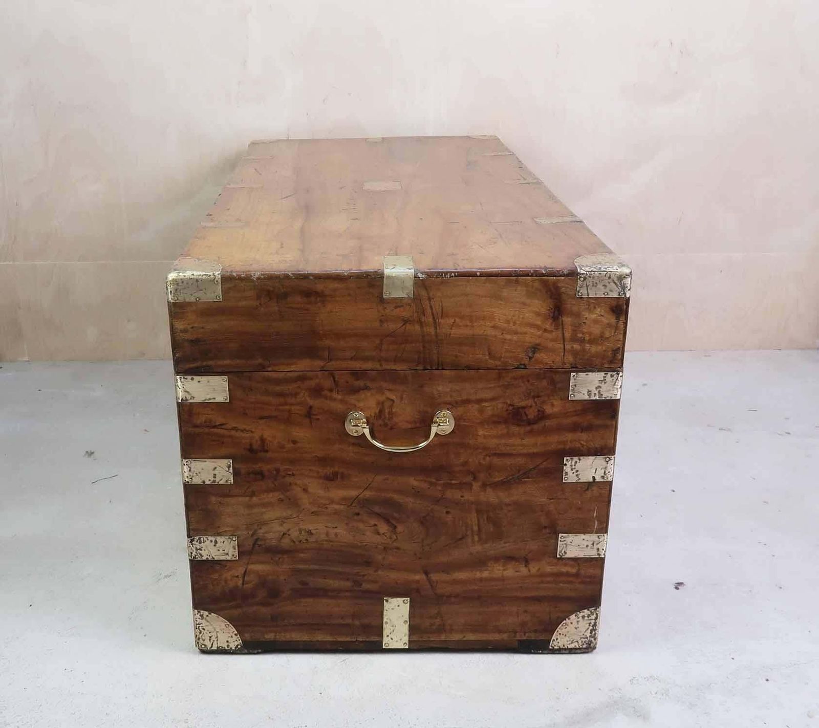 Large Antique Camphor Wood Trunk, Hong Kong, 19th Century photo vintage