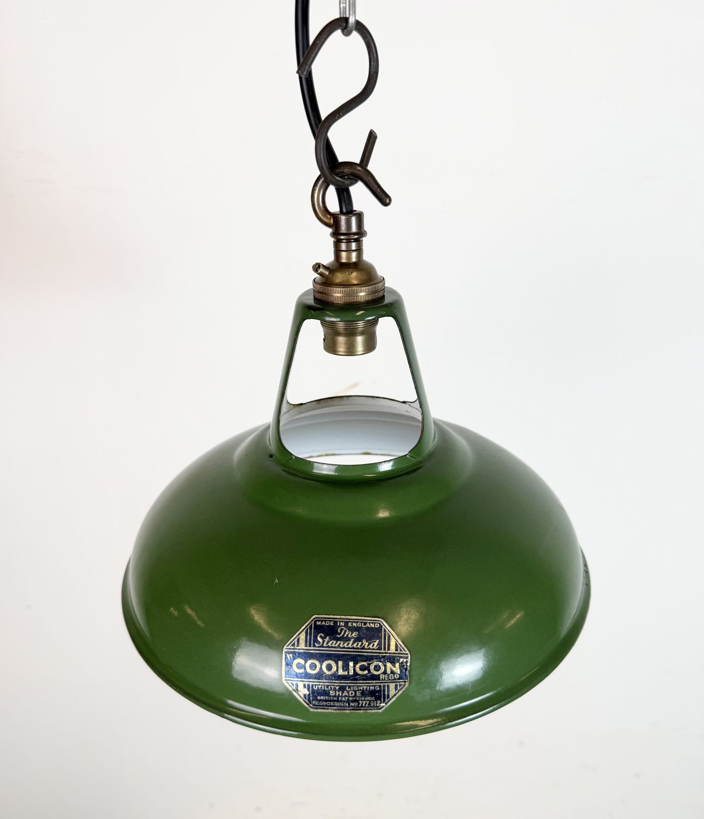 Industrial Green Enamel Factory Pendant Lamp From Coolicon, 1950s photo vintage