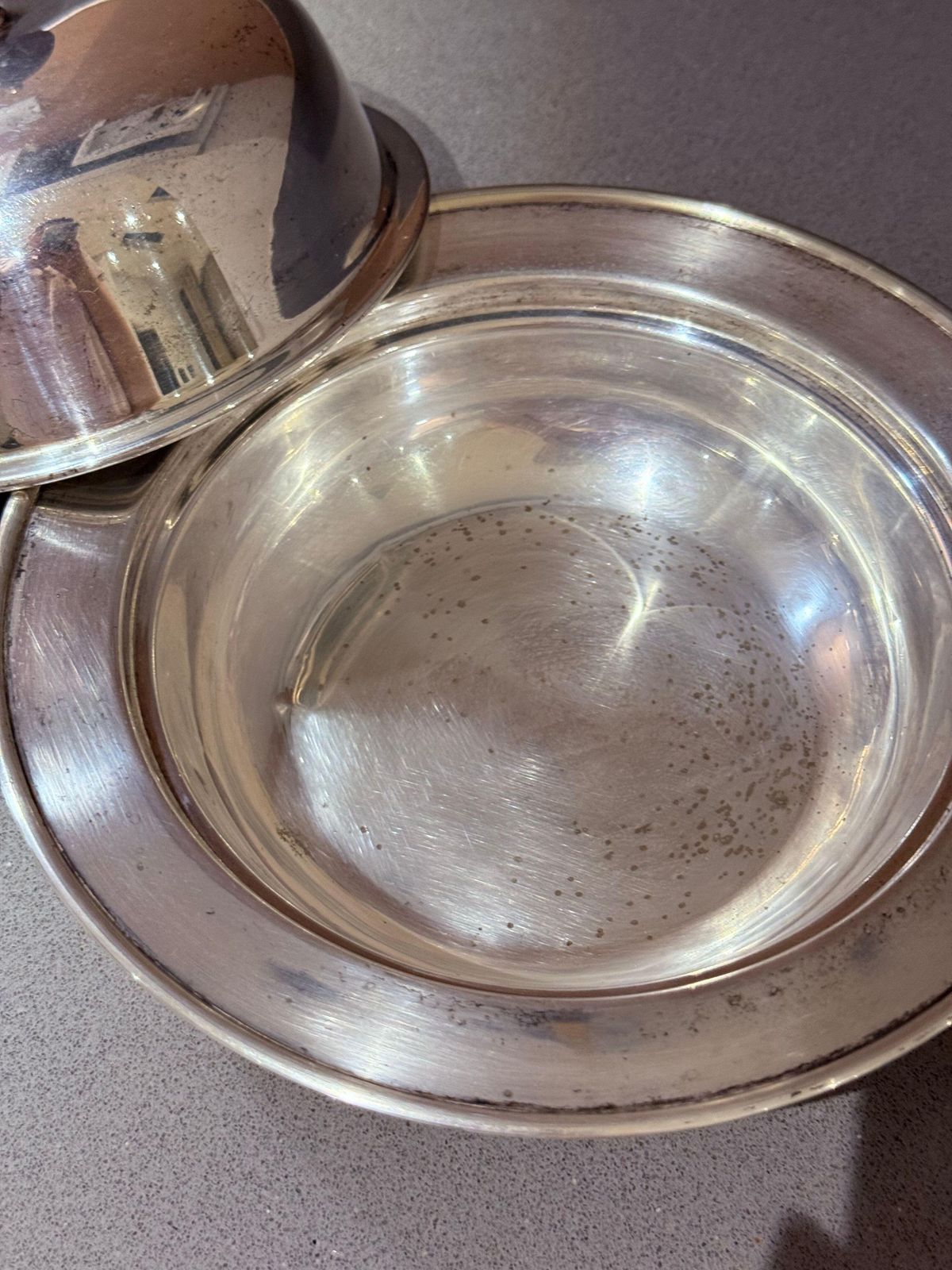 Antique Silver Plated Butter Dish With Wooden Knob, Caviar Dish Tableware Home photo 460.0