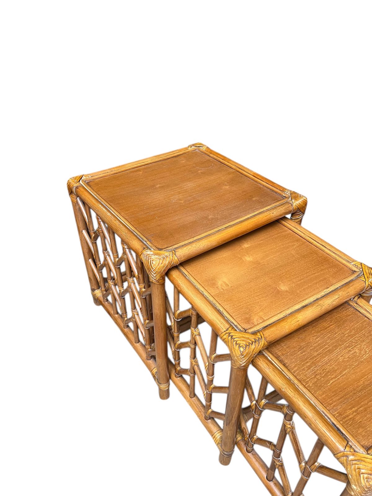 Mid Century Rattan And Bamboo Nest Of Tables photo Furniture
