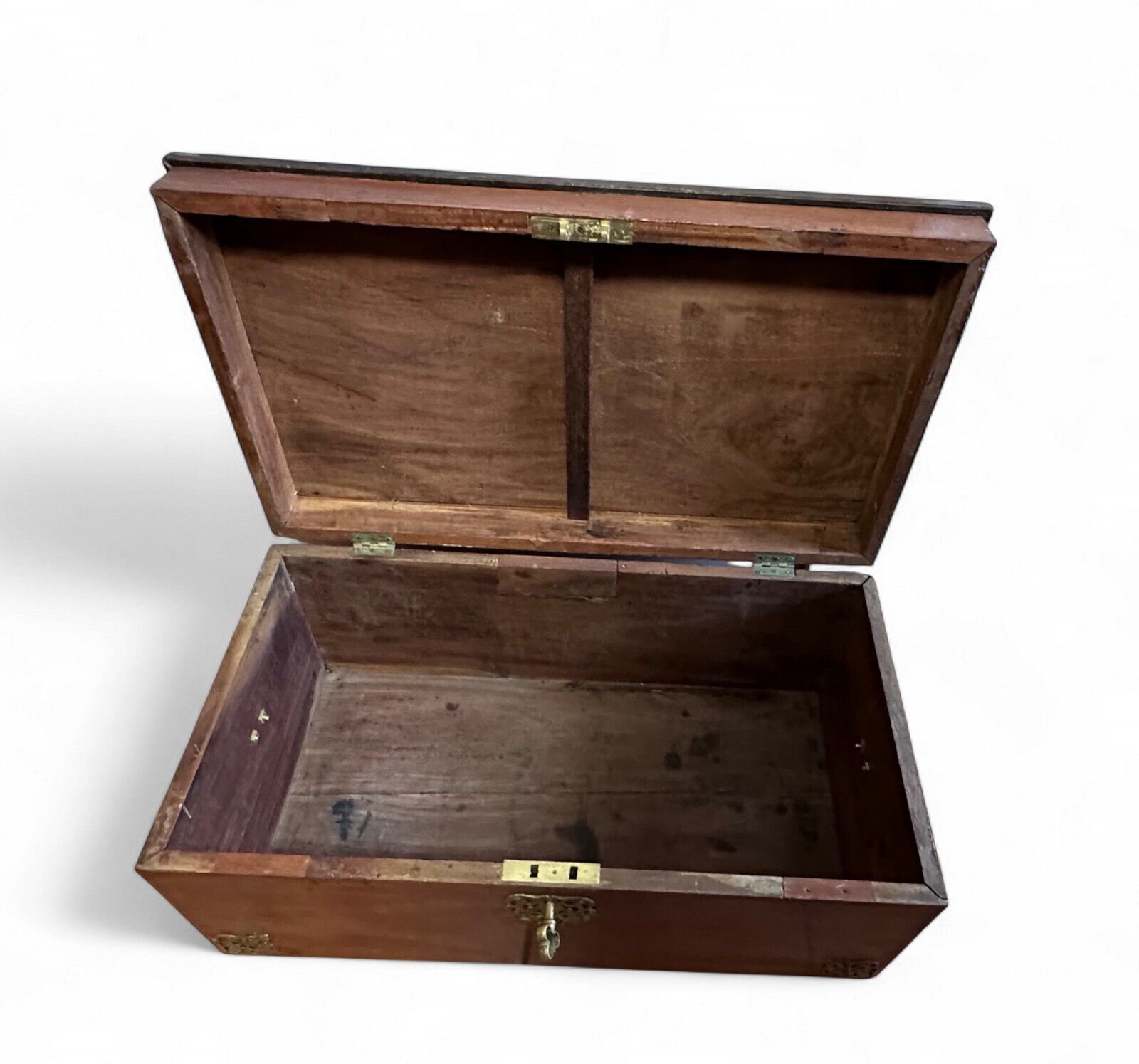 19th Century Mahogany Chest Trunk With Brass Handles Restored Antique photo buy