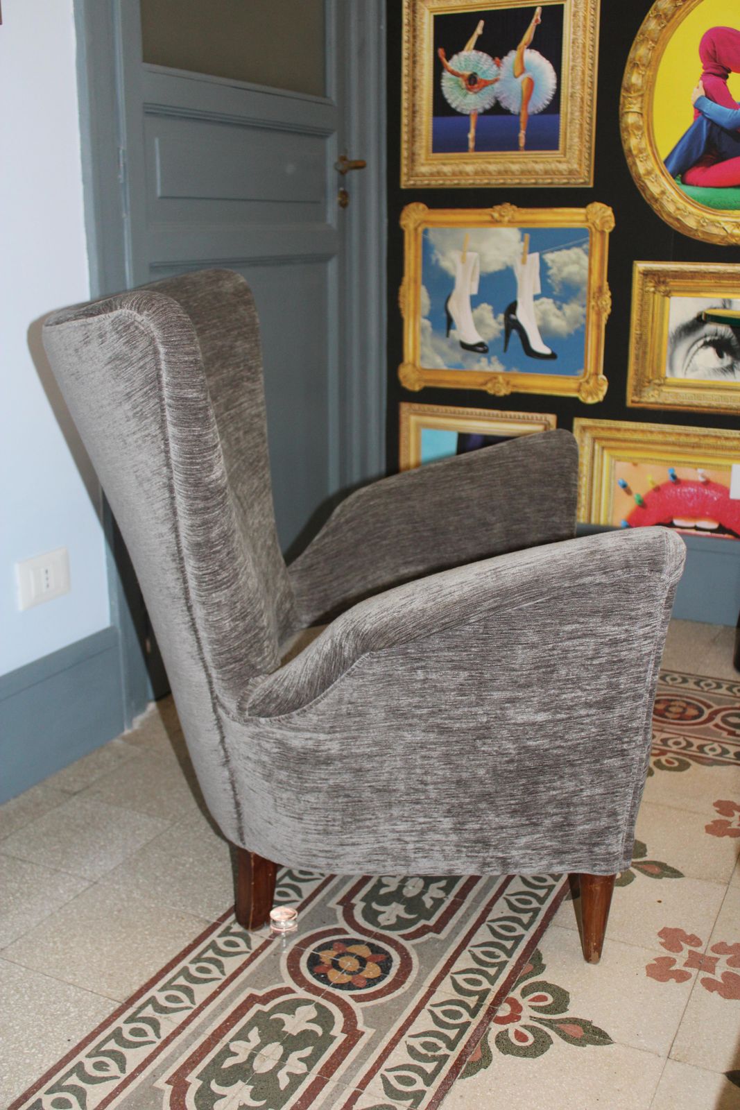 Italian Design Armchair 1950s Geometric Shapes Wooden Feet Gio Ponti Style photo Furniture