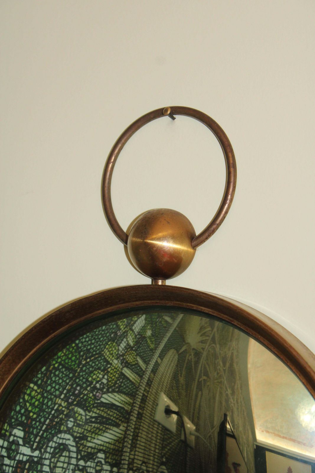 1950s Italian Style Fornasetti Brass Mirror And Green Concave Mirror photo Home Decor