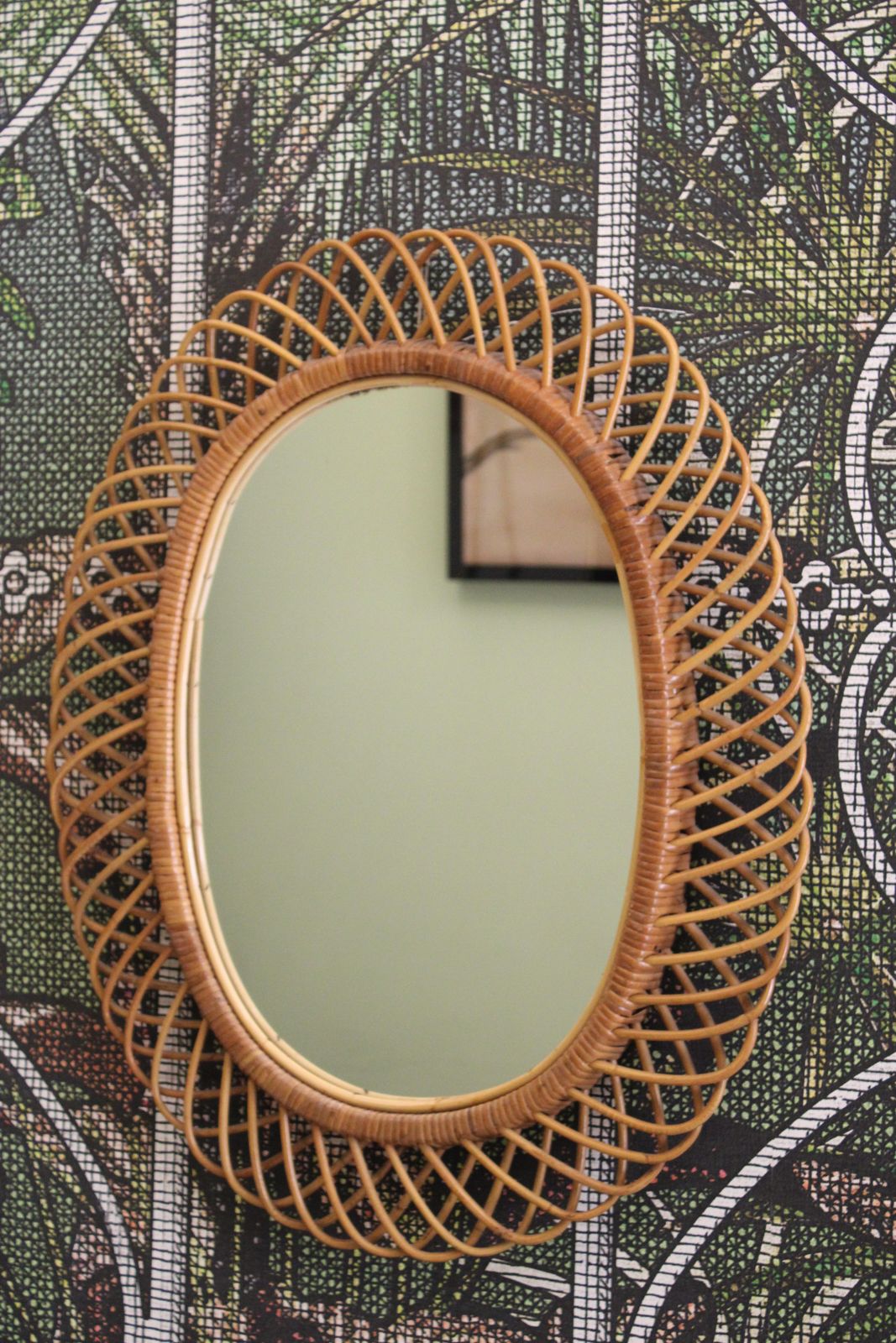Franco Albini 1950 Oval Bamboo Mirror photo furniture