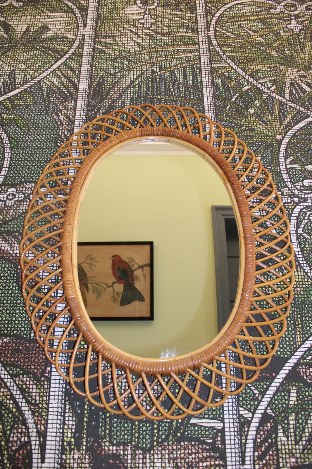 Franco Albini 1950 Oval Bamboo Mirror photo vinterior