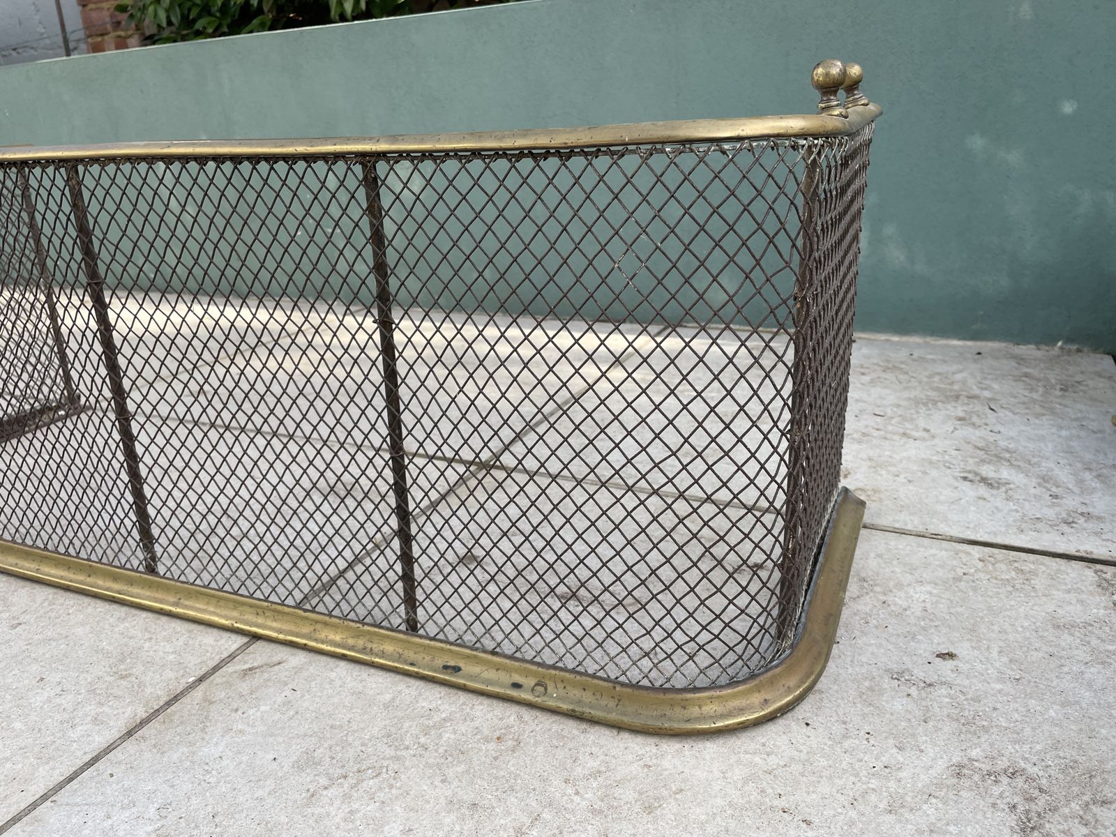 Antique Brass Fireplace Fender Spark Guard Mesh Screen Style Fireside Surround photo vinterior