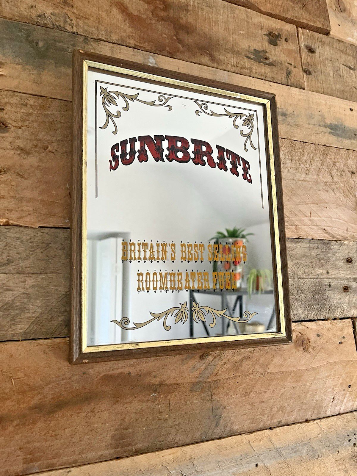 Art Vintage Sunbrite Fuel Advertising Shop Picture Mirror Coal Mining 50's 60s photo