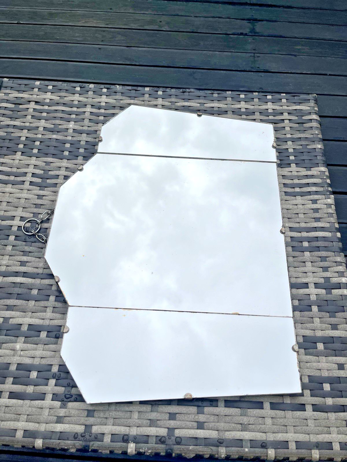 Original 3 Piece 1920's Art Deco Period Fanned Skyscraper Shaped Wall Mirror 30s photo buy
