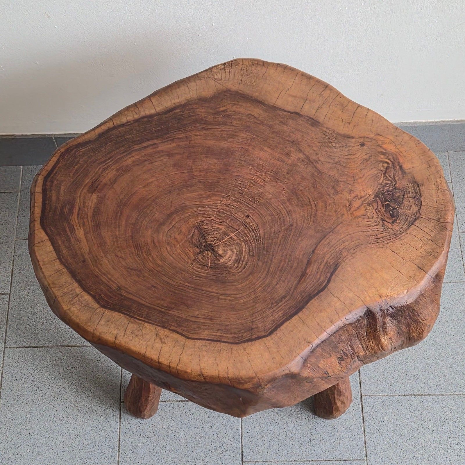 1970 Brutalist Oak Side Coffee Table 70s Dlg Jean Touret Marolles photo for sale