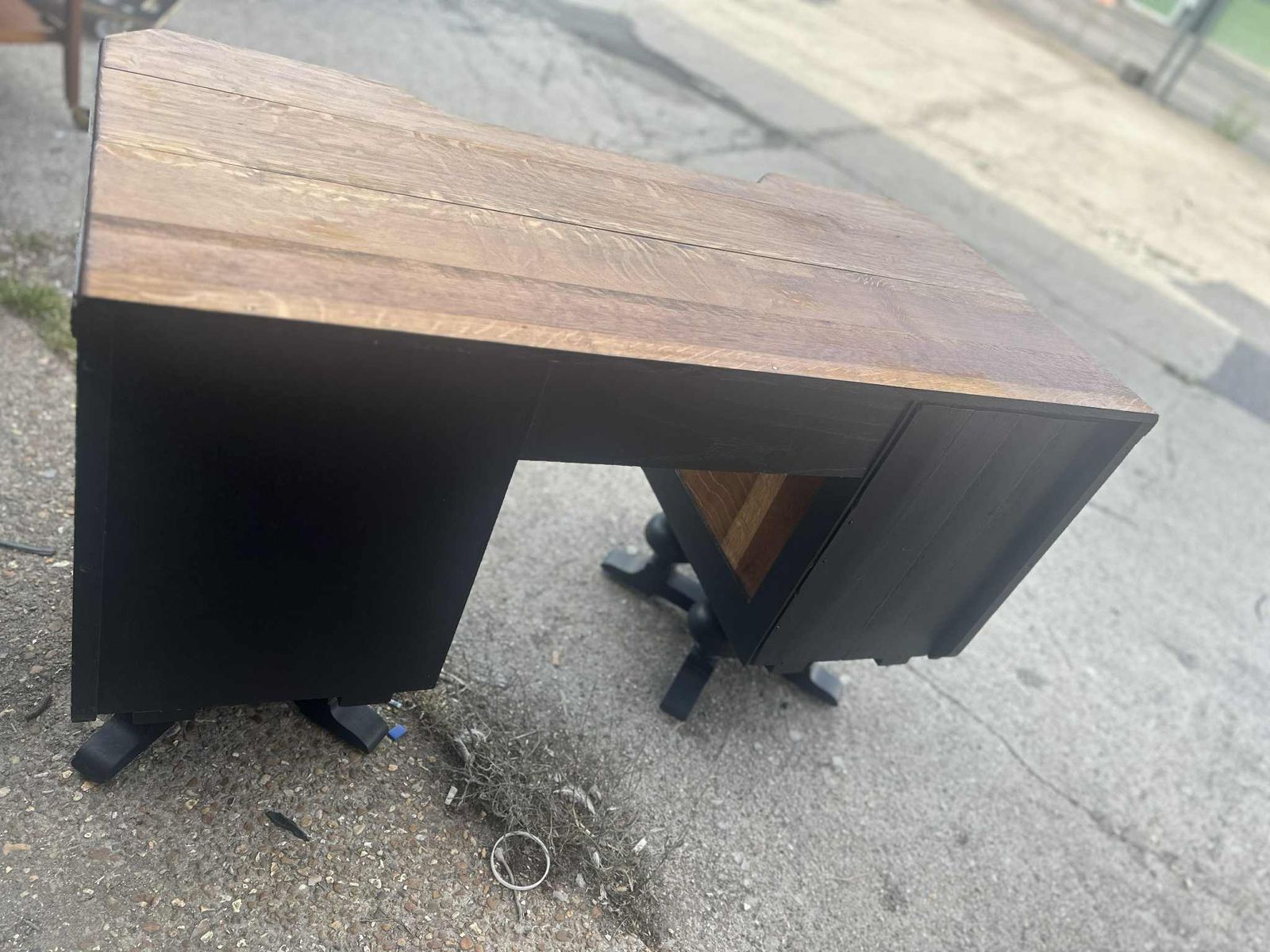 Art Deco Solid Wood Partners Twin Pedestal Desk With Drawers. photo furniture