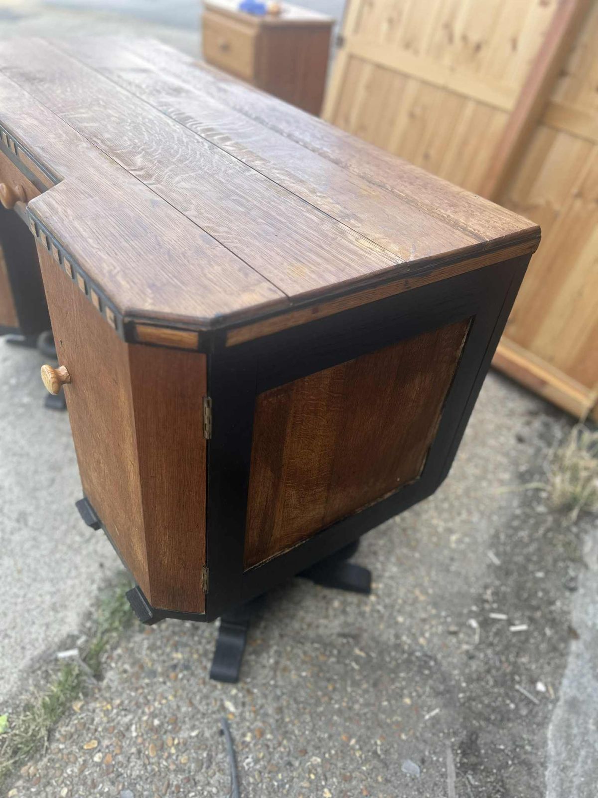 Art Deco Solid Wood Partners Twin Pedestal Desk With Drawers. photo for sale