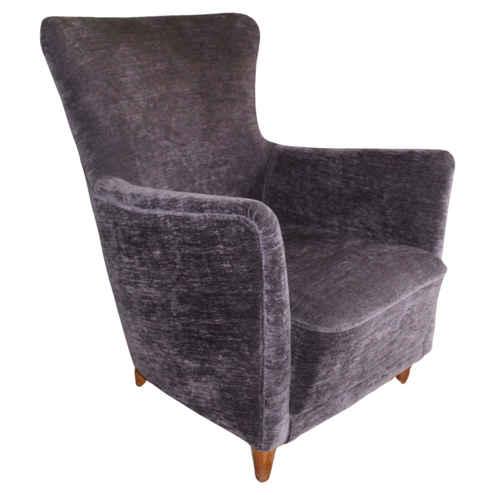 Small Grey Velvet Armchair, Italy, 1950, Paolo Buffa