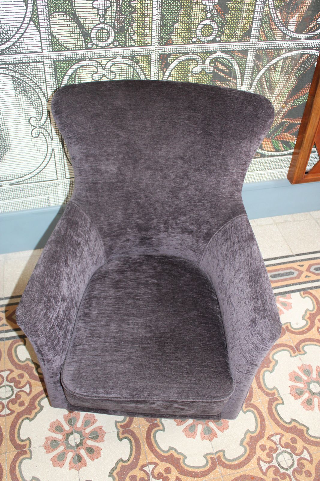 Small Grey Velvet Armchair, Italy, 1950, Paolo Buffa photo Furniture