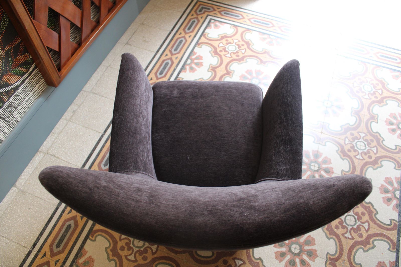 Small Grey Velvet Armchair, Italy, 1950, Paolo Buffa photo vinterior