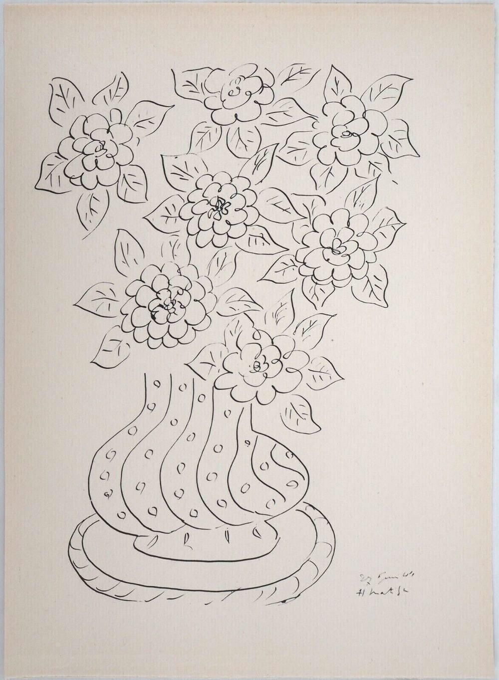 1946 Henri Matisse (After) Le Bouquet De Fleurs Typograph photo furniture