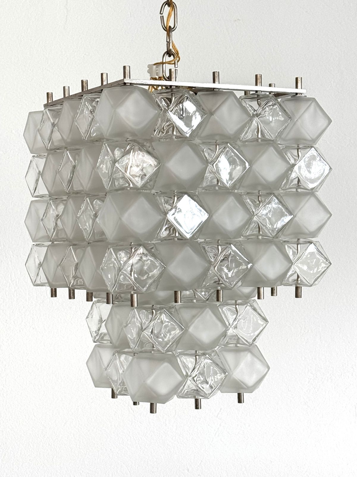 Italian Midcentury Murano Glass Geometric Chandelier By Interlux, 1960s photo vinterior