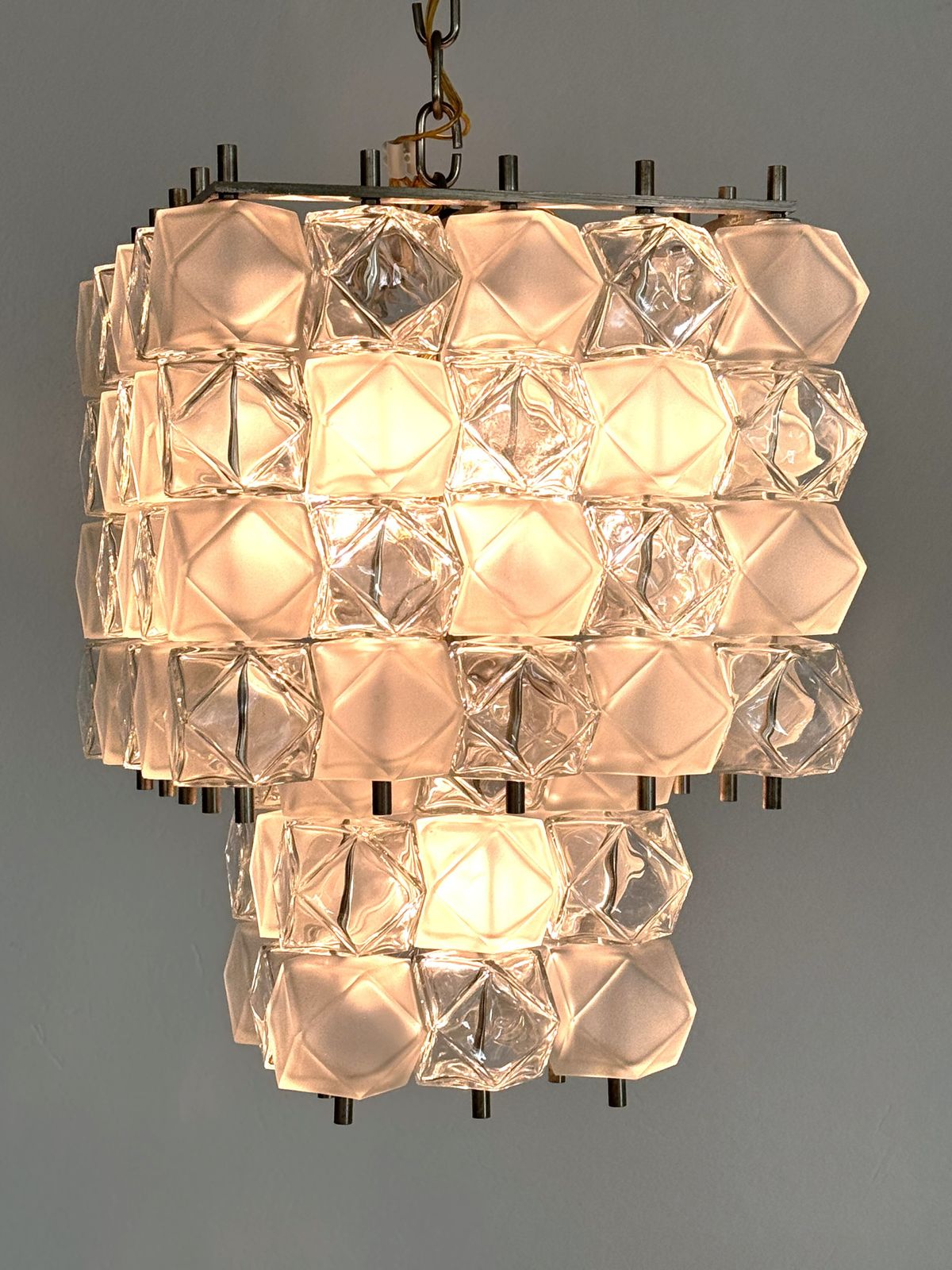 photo furniture Italian Midcentury Murano Glass Geometric Chandelier By Interlux, 1960s