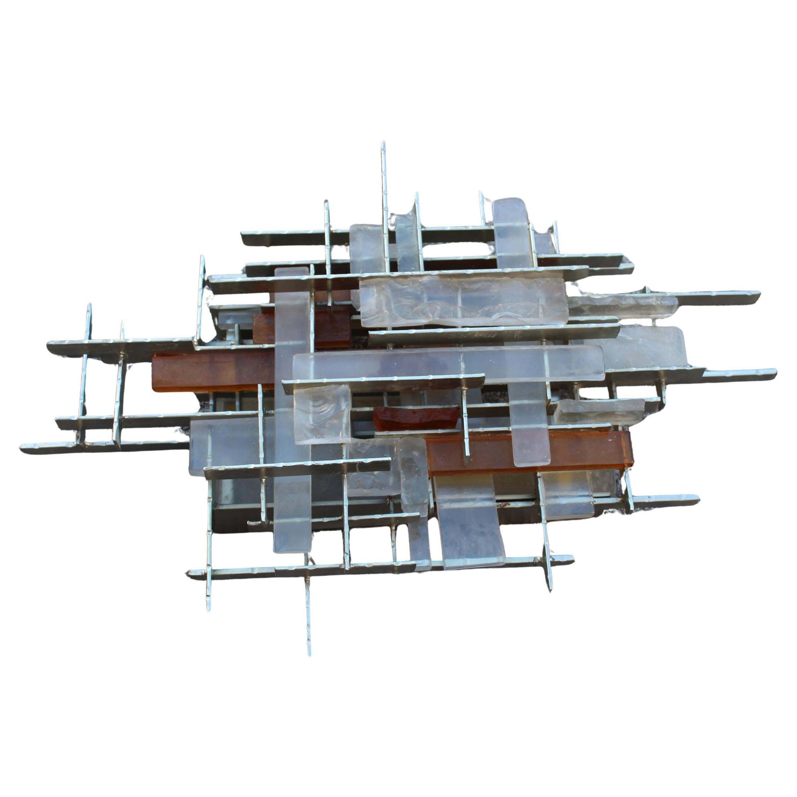 Poliarte Brutalist Minimalist Wall Lamp, Italy, 1960s, Murano And Metal