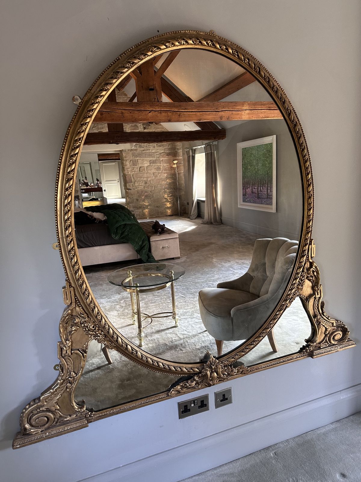 Large Restored Victorian Overmantel Mirror With An Ornate Gilt Frame.