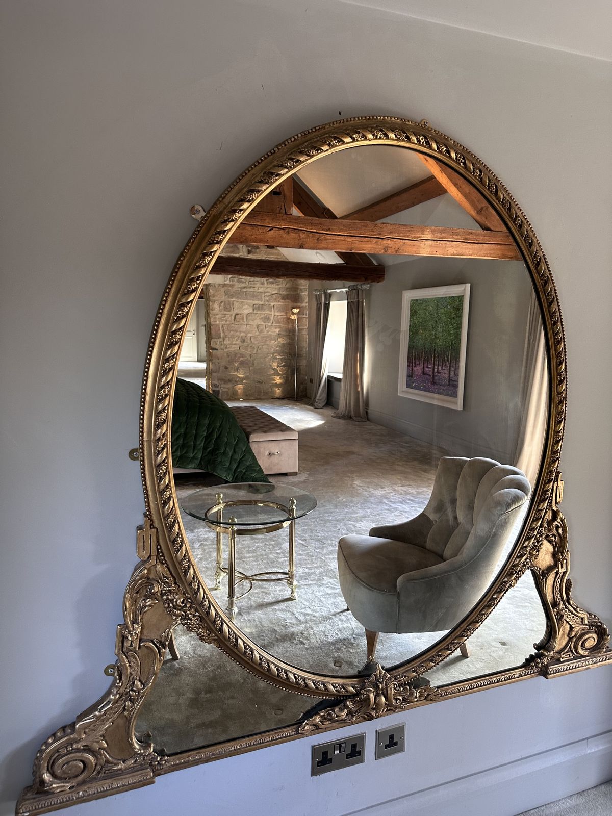 Large Restored Victorian Overmantel Mirror With An Ornate Gilt Frame. photo vinterior