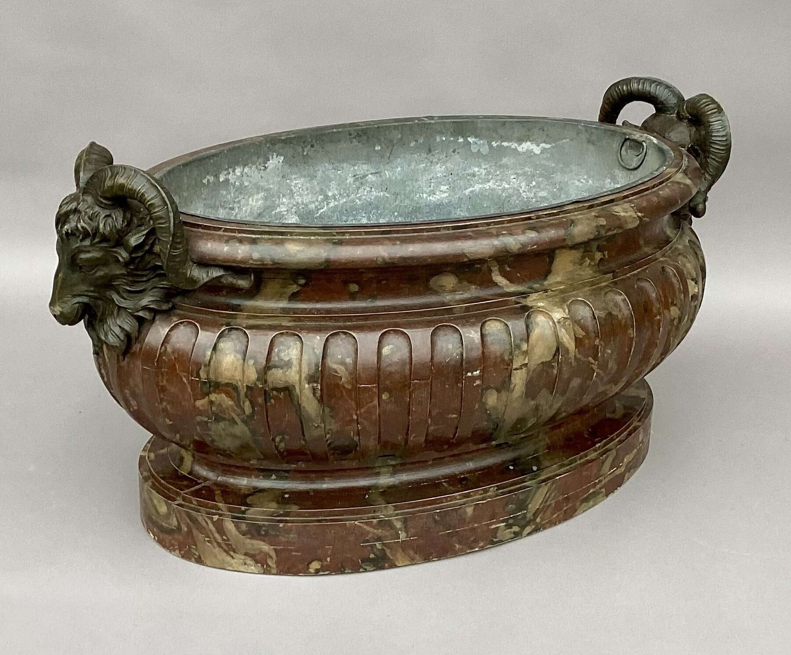 Magnificent Regency Faux Marble Neoclassical Wine Cistern / Jardiniere photo vinterior